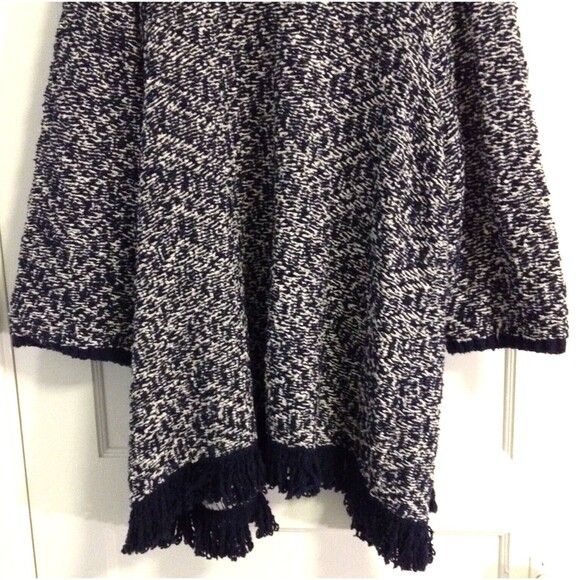 Lane Bryant Cardigan Sweater Wn 26/28 Blue White Striped Open Front Fringe Boho - Picture 8 of 11